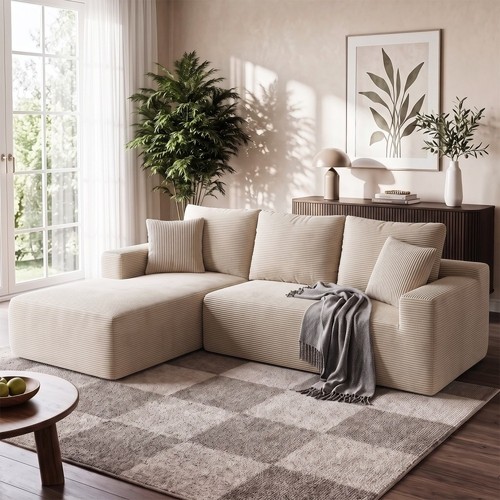 Grau ecksofa form - ecksofa, cordstoff